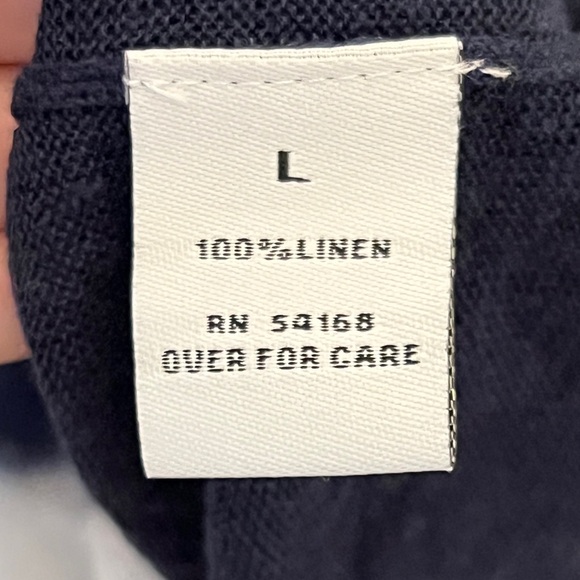 ELLIOTT LAUREN Women’s Blue & White Tie Dye 100% Linen V-Neck Long Sleeve Top - Picture 5 of 5